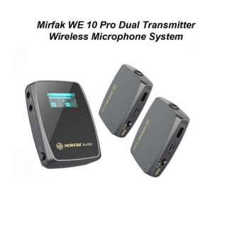Mirfak WE 10 Pro Dual Transmitter Wireless Microphone System Mic